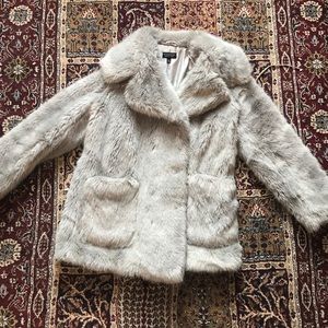 TOPSHOP mint faux fur jacket size US 4